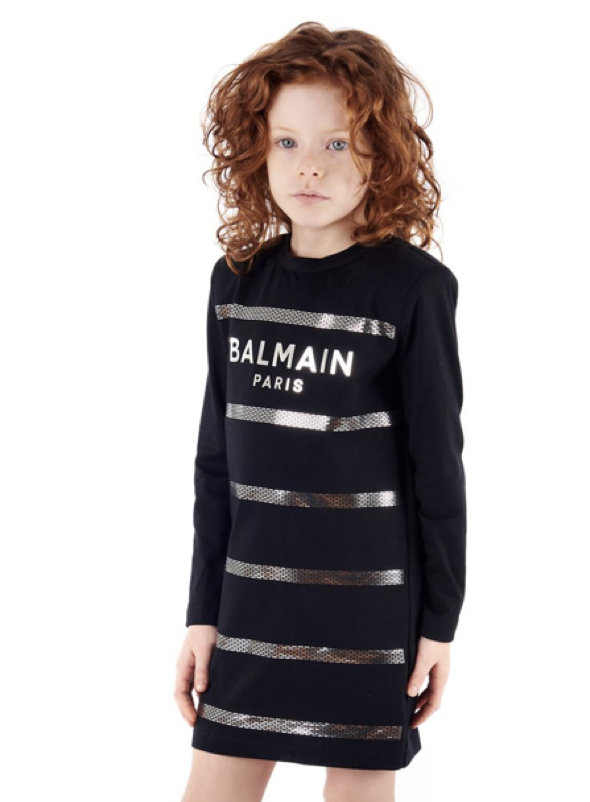 navy blue dress for baby girl Balmain Two-Tone Dress (4-14 Years) - Baby Clothing main image 0